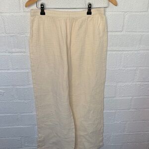 Soft Surroundings Gauzy Cotton Cream Ankle High Waist Pull On Pants sz Small
